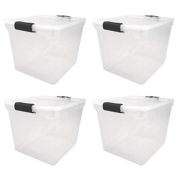 HOMZ 31 Qt. Secure Latch Large Clear Stackable Storage Container Bin, 4 Count