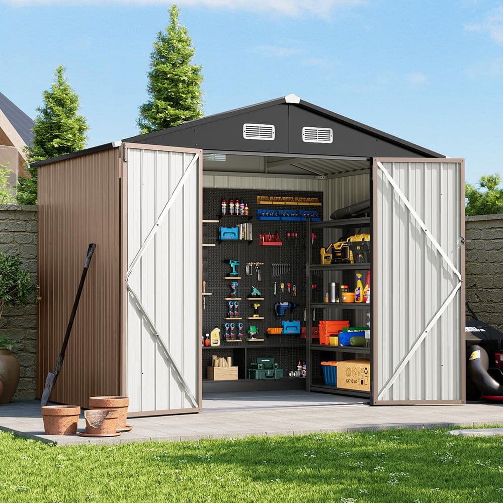 Sizzim 8 ft. W x 6 ft. D Metal Storage Shed with Metal Frame Floor