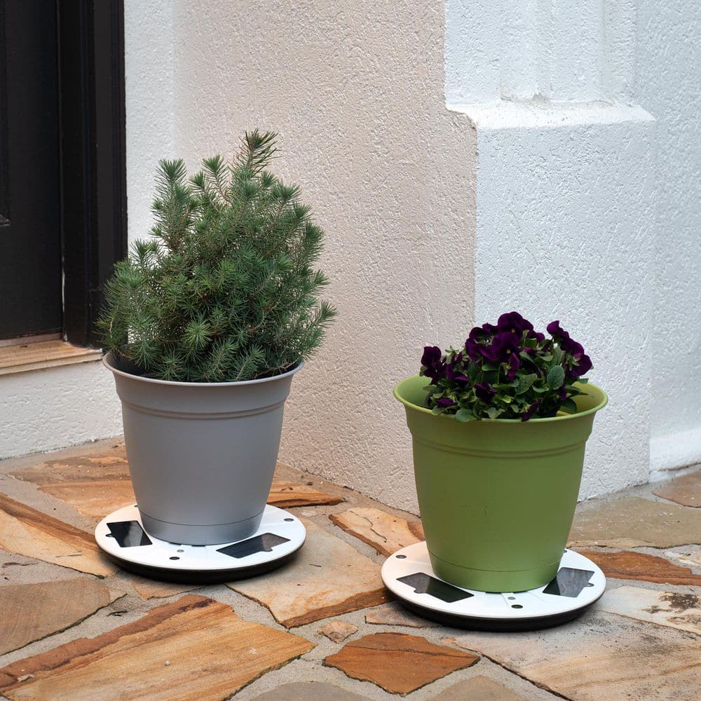 GAMA SONIC 10.5 in. Outdoor Flower Planter Solar Pot Stand Light