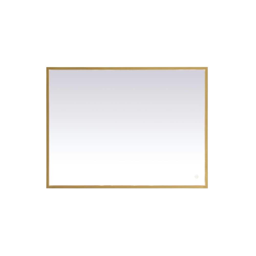 Timeless Home 30 in. W x 40 in. H Aluminum Brass LED Mirror
