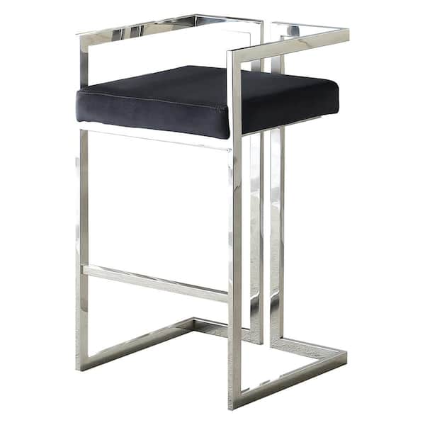 Best Master Furniture Luxe 31 in. H Black/Silver Bar Stools (Set of 2)