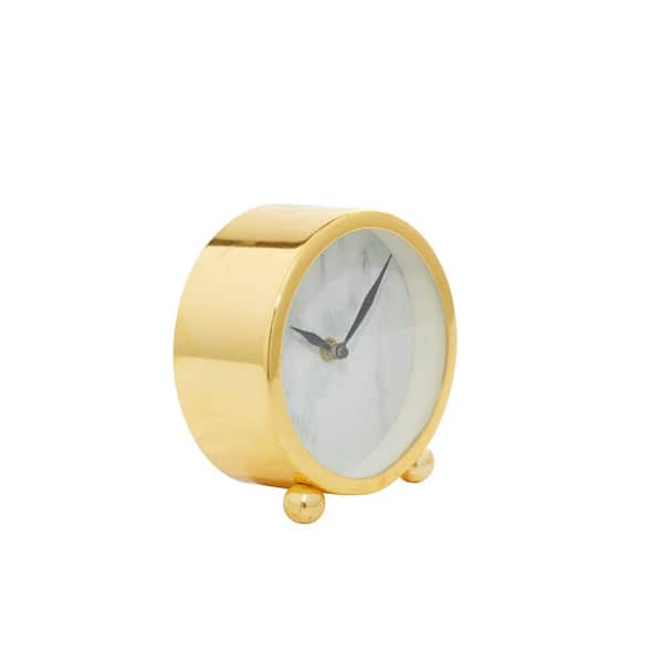Litton Lane Gold Stainless Steel Glam Analog Tabletop Clock