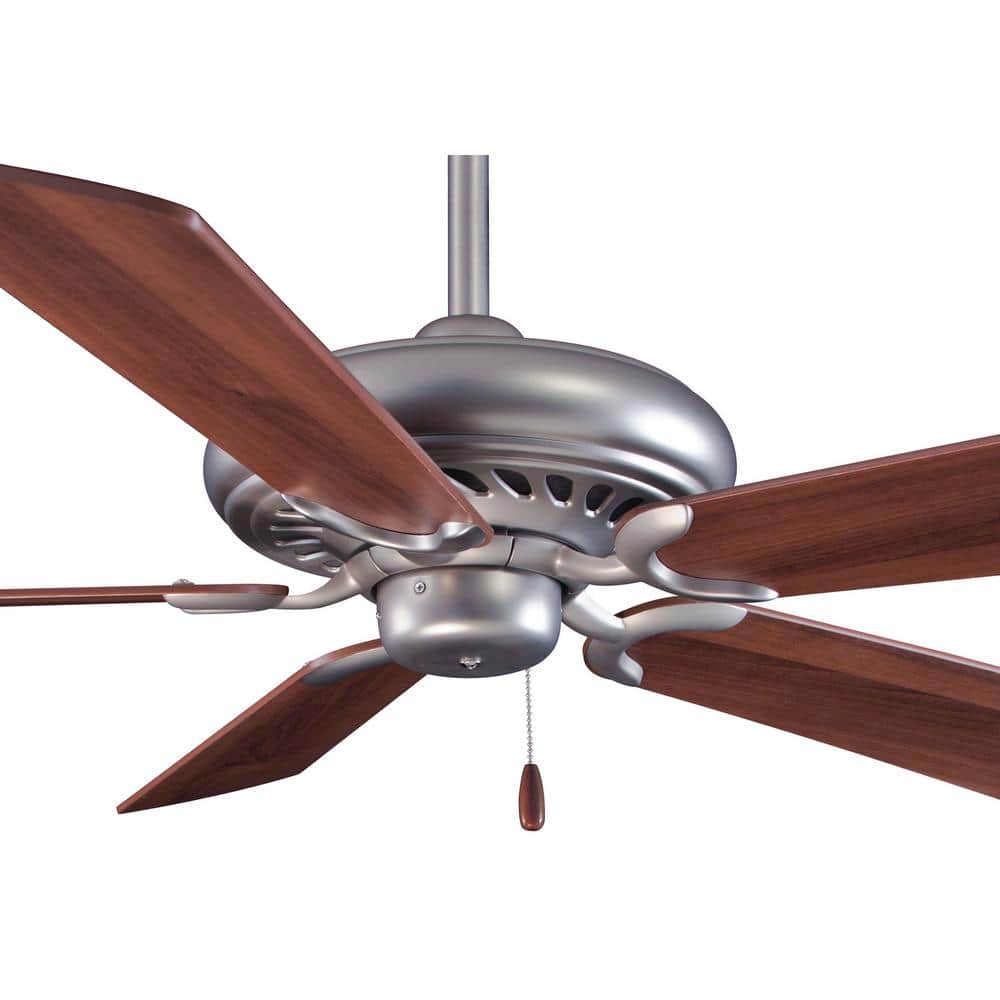 52" Brushed Steel and Dark Walnut 5-Blade Ceiling Fan with Lighting