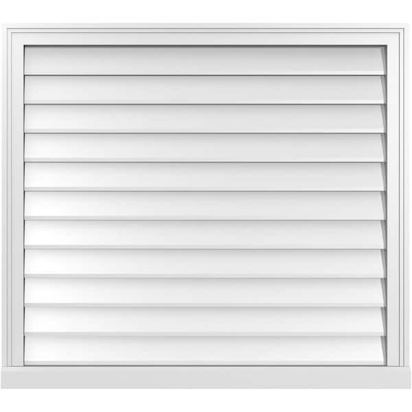 Ekena Millwork 38 in. x 34 in. Vertical Surface Mount PVC Gable Vent: Decorative with Brickmould Sill Frame