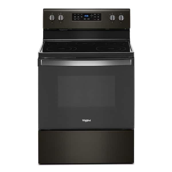 Whirlpool 30 in. 5.3 cu. ft. Electric Range with 5-Elements and Frozen Bake Technology in Black Stainless Steel