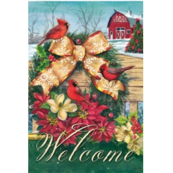2-1/2 ft. x 3-2/3 ft. Cardinals Fence Wreath Sublimated House Flag