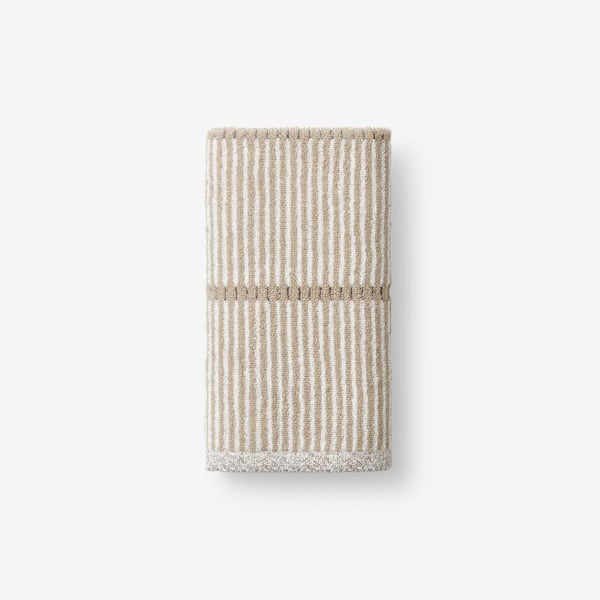 Company Cotton Narrow Stripe Reversible Taupe Cotton Hand Towel