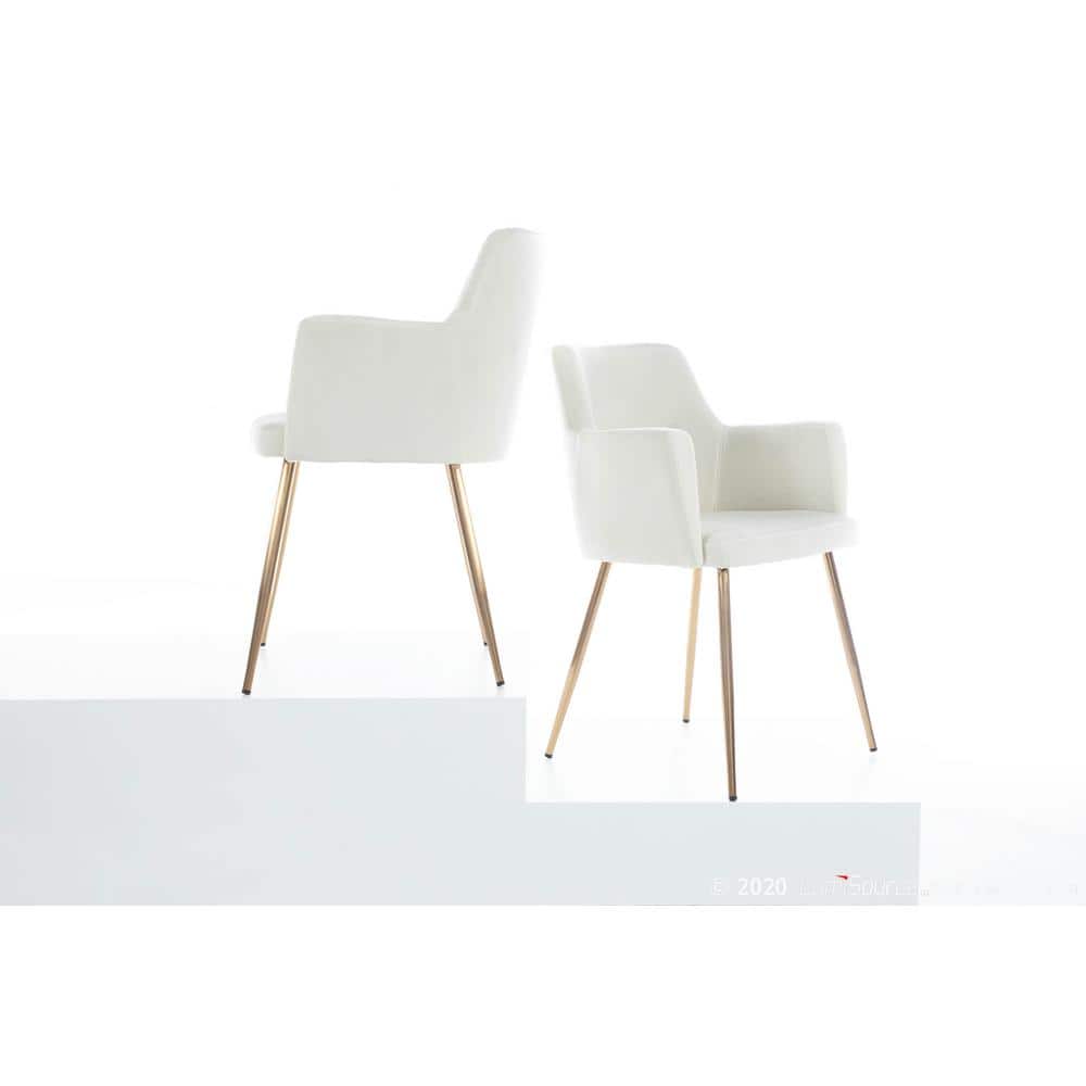 Elegant Cream Velvet Upholstered Arm Chair with Metallic Base