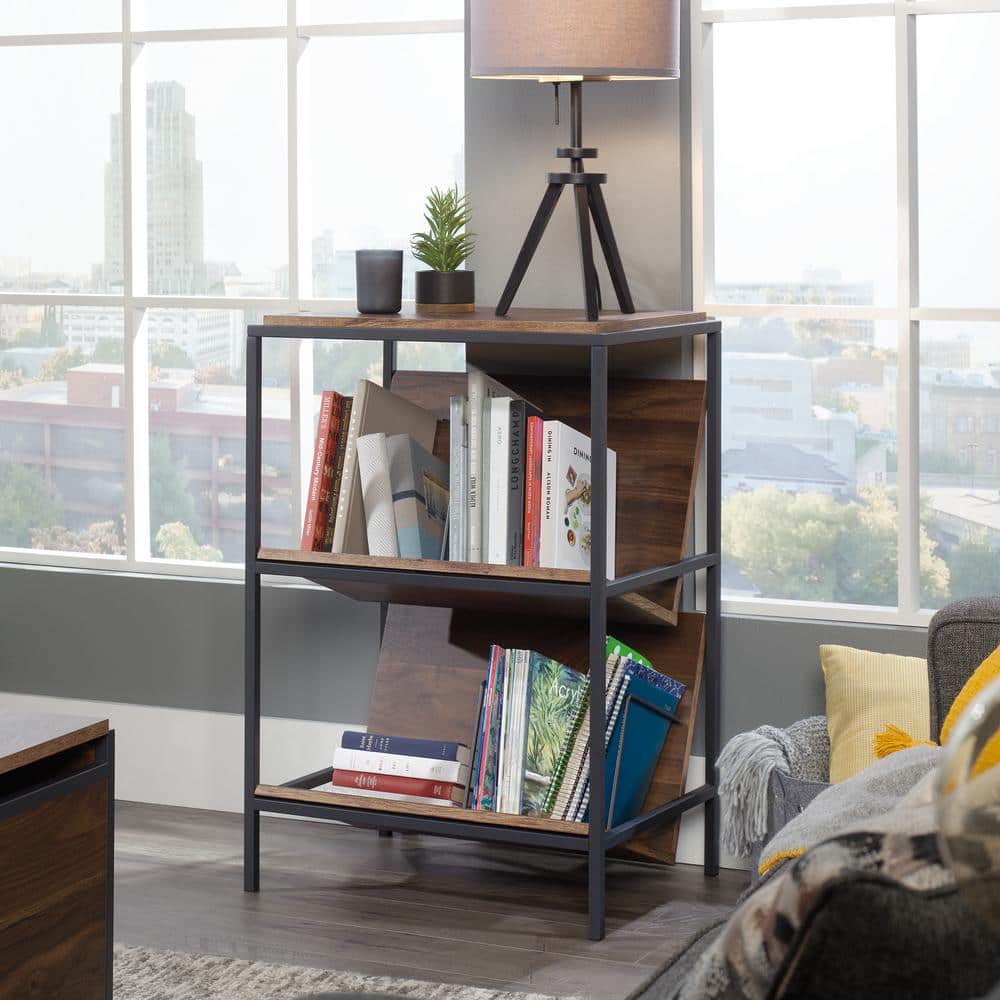 Grand Walnut and Black Metal Accent Storage Cabinet