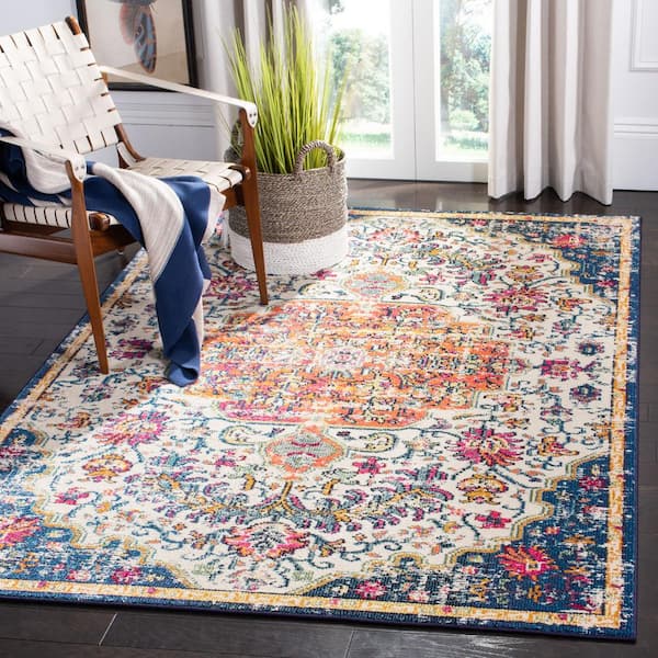Madison Ivory/Orange 5 ft. x 8 ft. Border Area Rug