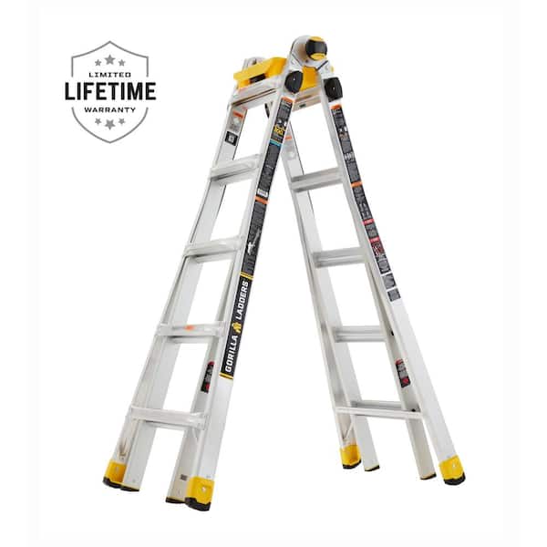 Gorilla Ladders 22 ft. Reach MPXA Aluminum Multi-Position Ladder with Project Bucket, 300 lbs. Load Capacity