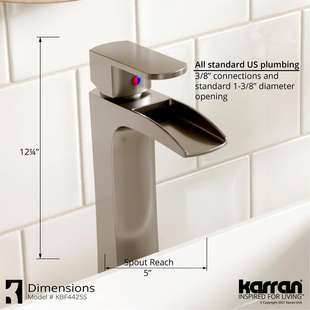 Stainless Steel Single Handle Vessel Bathroom Faucet with Pop-Up Drain
