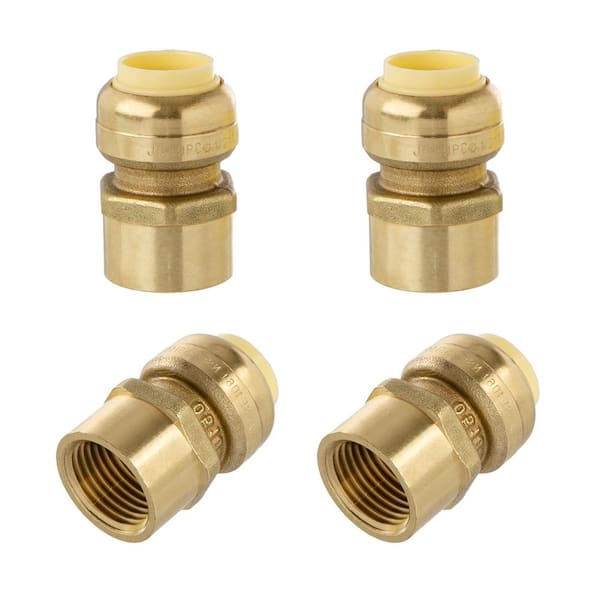 LittleWell 1/2 in. Push-Fit x 1/2 in. Female Pipe Thread Brass Coupling (4-Pack)