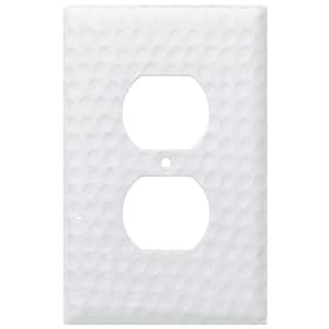 1-Gang Duplex Hand Hammered Wall Plate, Classic White
