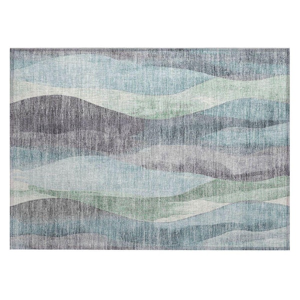 Chantille Machine Washable Indoor/Outdoor Abstract ACN1989 Teal 2 ft. x 3 ft. Accent Rug