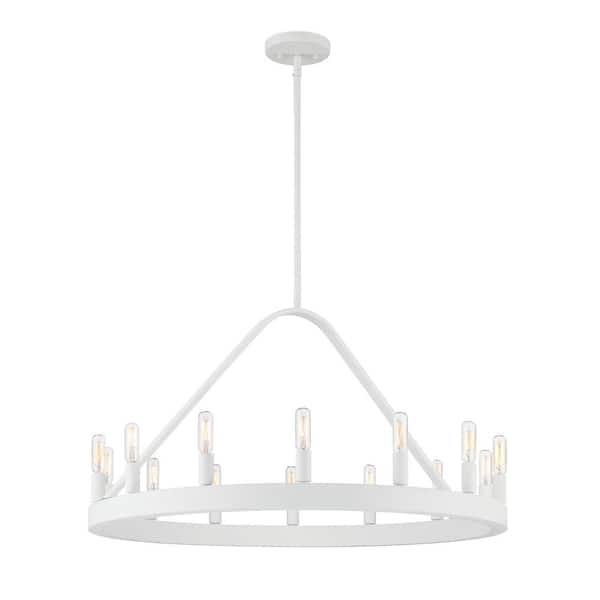 Designers Fountain Carousel 14-Light Matte White Chandelier For Dining Rooms
