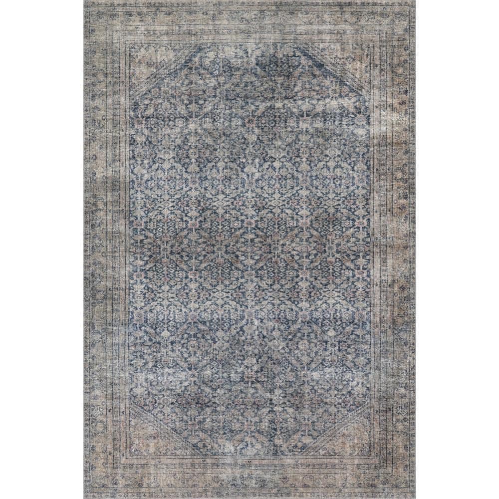 nuLOOM Zella Vintage and Distressed Washable Blue 4 ft. x 6 ft