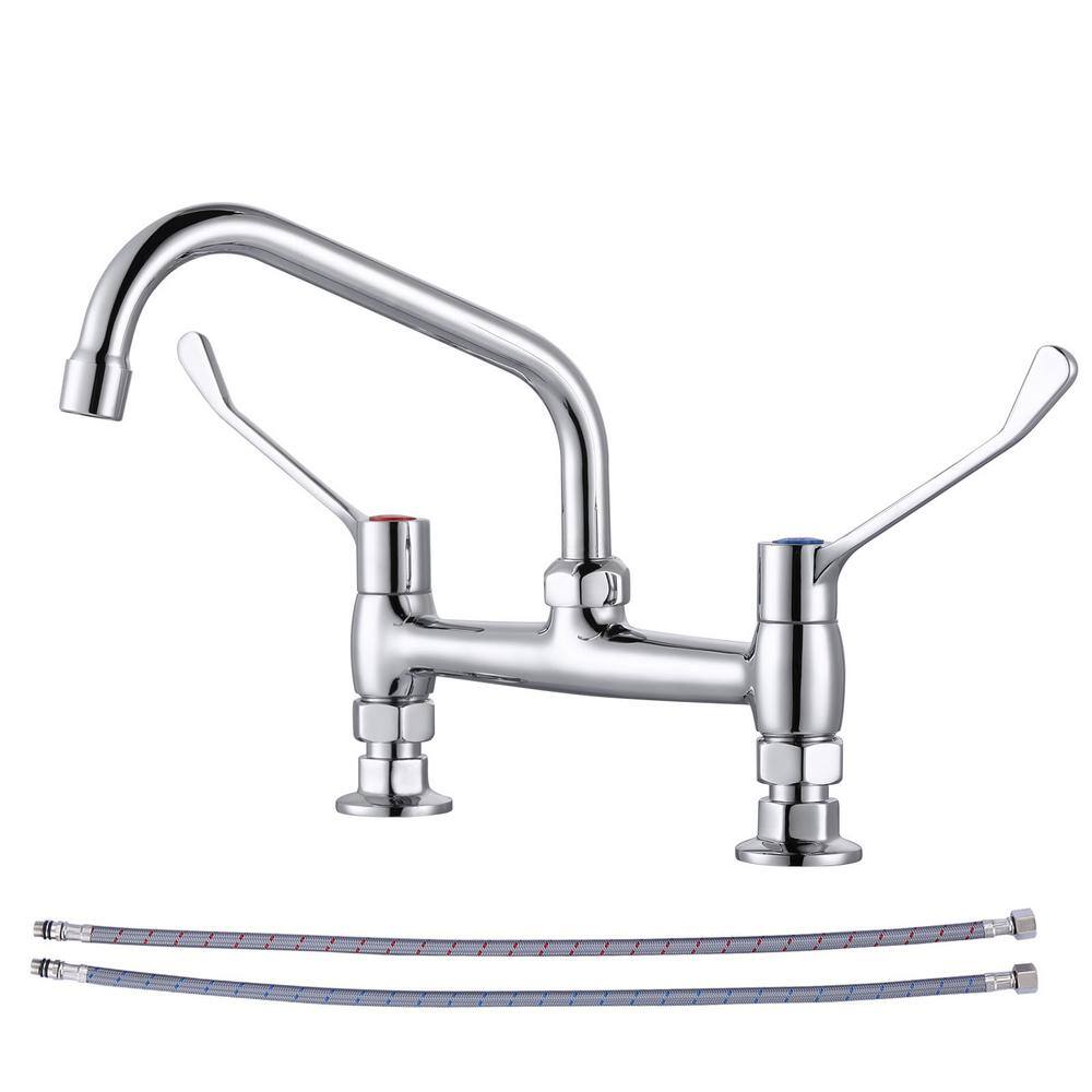 8 in. Double Handle Deck Mount Standard Kitchen Faucet in Chrome price history on PriceWatchPro