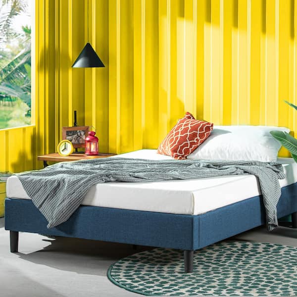 Curtis Navy Full Upholstered Platform Bed Frame