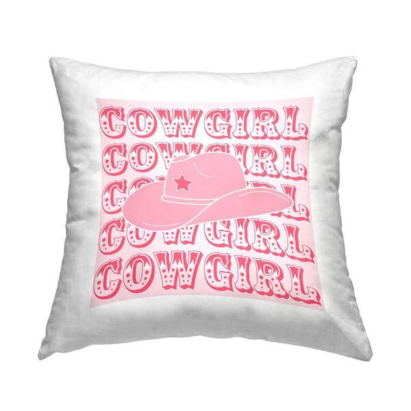 Stupell Industries Cowgirl Phrase Pattern Pink Abstract Polyester 18 in. x 18 in. Throw Pillow
