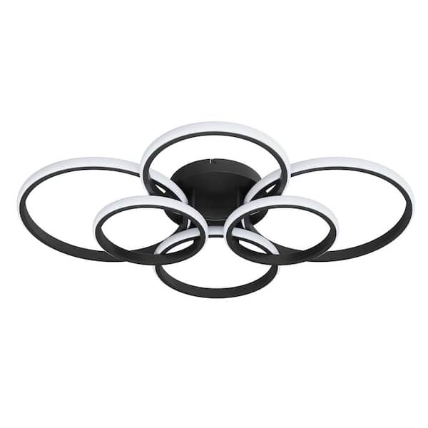 aiwen 31.49 in. 6-Light Modern Black 40-Watt Integrated LED