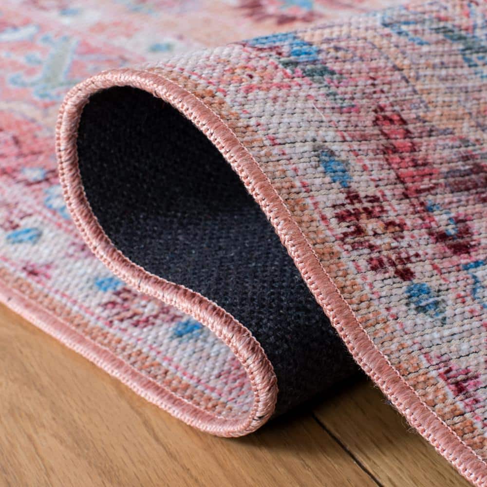 Beige and Pink Hand-Knotted Rectangular Area Rug 4' x 6'