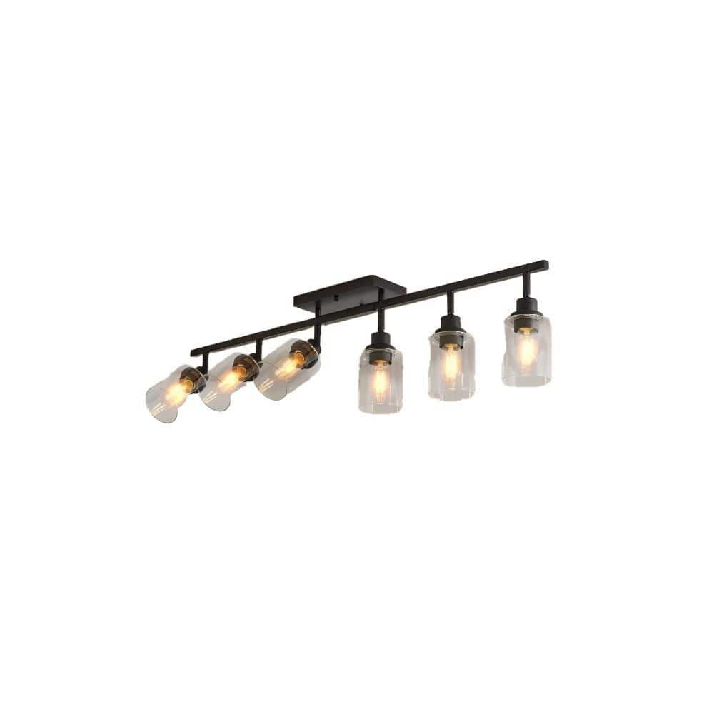 9 in. Black 6-Light Chandelier Kit with Adjustable Rotatable Heads and Clear Glass Shades for Kitchen Island, Bathroom price history on PriceWatchPro