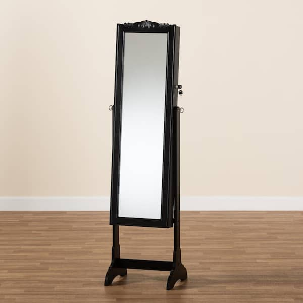 Baxton Studio Madigan Black Jewelry Armoire 60.8 in. H x 15.7 in