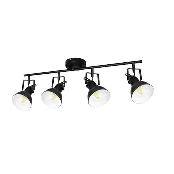 Black 4-Light Adjustable Ceiling Track Lighting-LED Spotlight for Kitchen, Dining, Bedroom (Bulb Not Included) 3 ft.