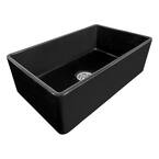 Reversible Farmhouse Apron-Front Fireclay 33 in. x 20 in. Single Bowl Kitchen Sink in Gloss Black