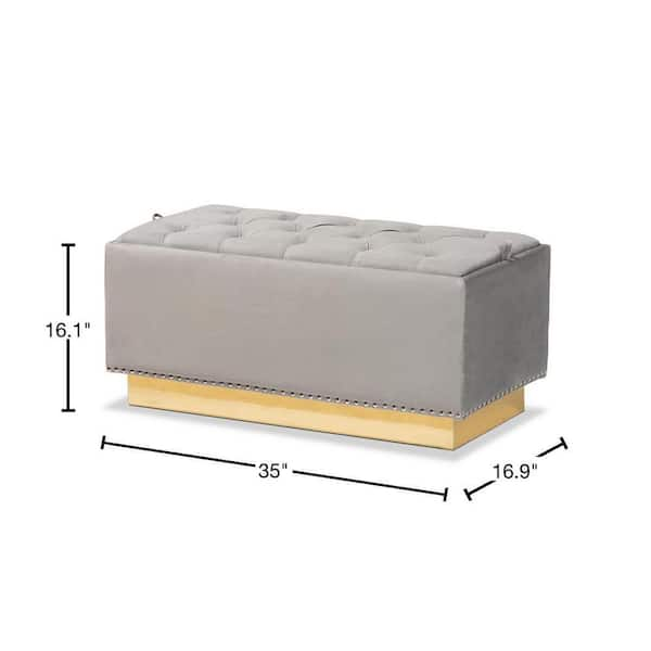 Baxton Studio Powell Grey and Gold Storage Ottoman 175 11236 HD