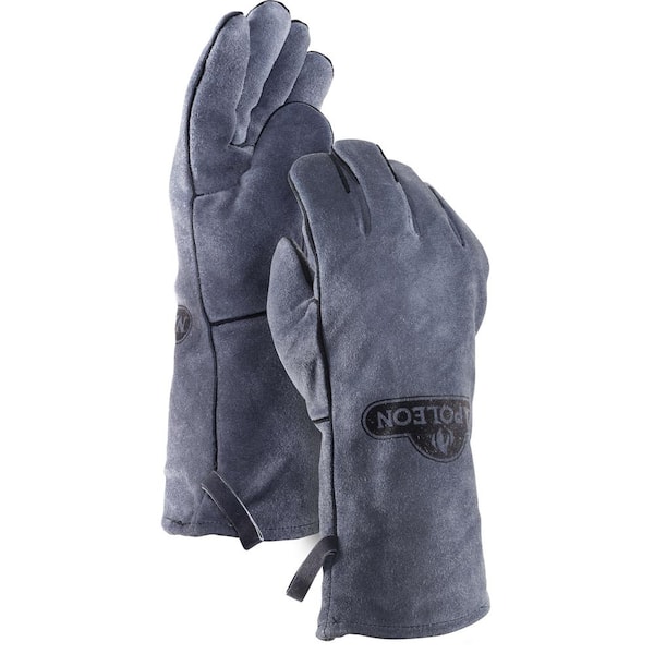 Black and Grey Genuine Leather Grilling Gloves