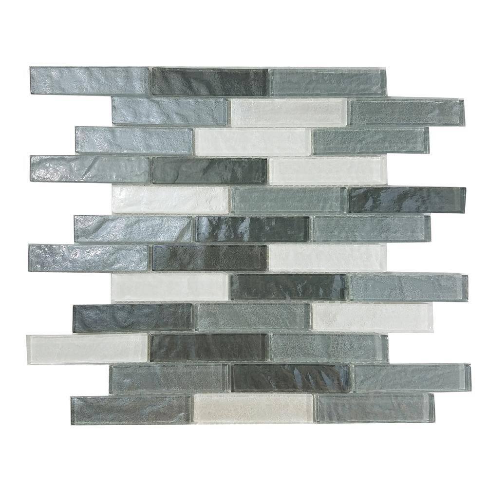Whistler Gray Textured Glass Brick Mosaic Wall Tile