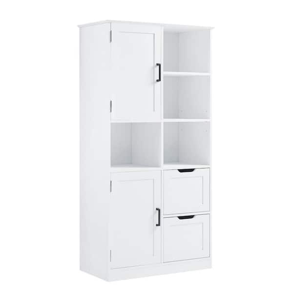 Anky 31 in. W 16 in. D 62 in. H White MDF Freestanding Bathroom Storage Linen Cabinet