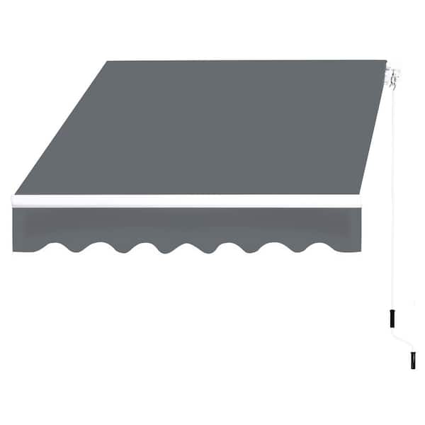 VEIKOUS 12 ft. W x 10 ft. L Manual Patio Retractable Awnings in Gray