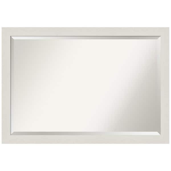 Amanti Art Medium Rectangle Distressed CreamWhite Beveled Glass Modern Mirror (27.5 in. H x 39.5 in. W)