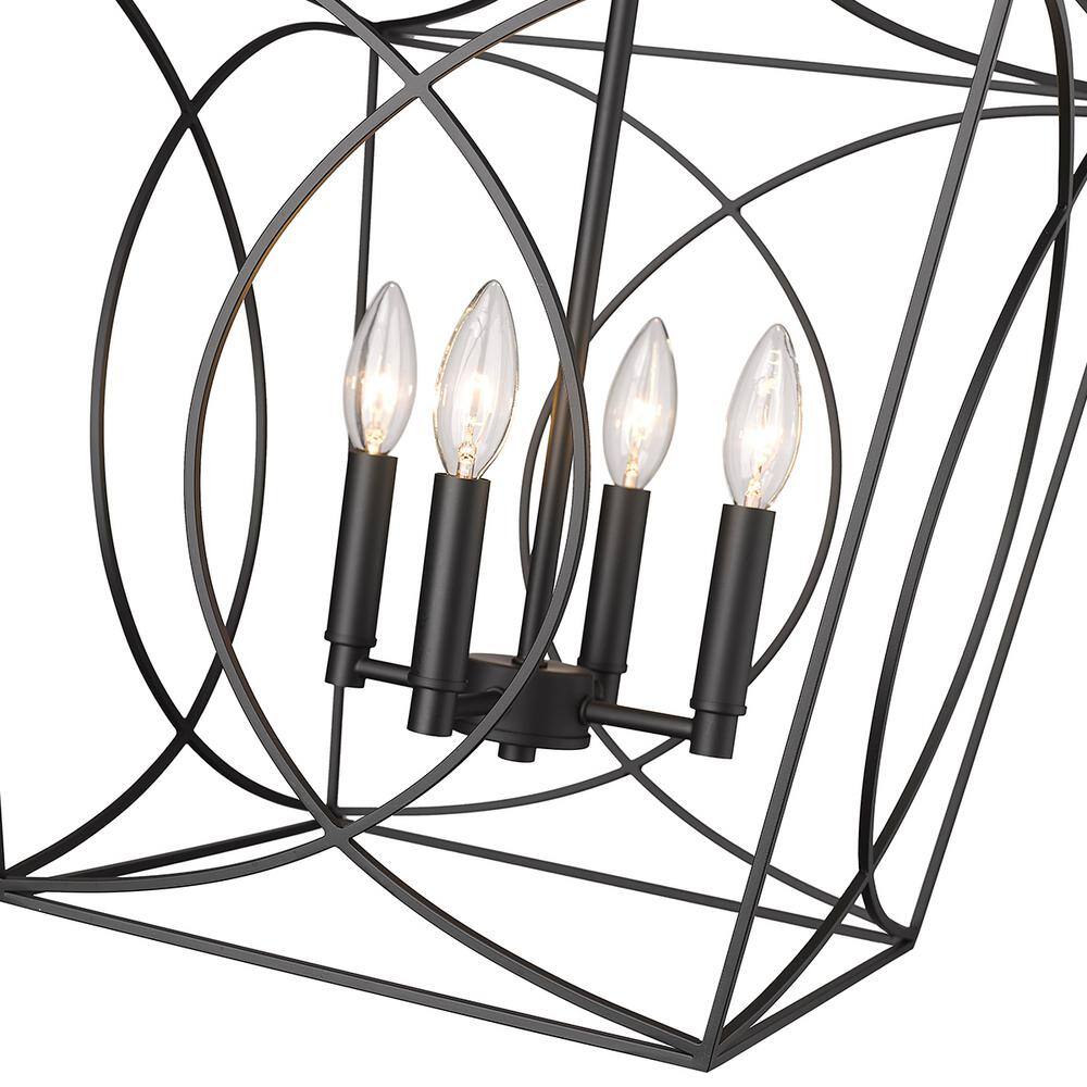 Tracy Matte Black 4-Light Incandescent Pendant Chandelier