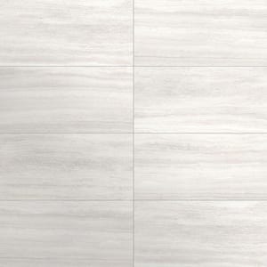 Atlanta White 4 in. x 0.31 in. Matte Travertine Look Porcelain Floor and Wall Tile Sample