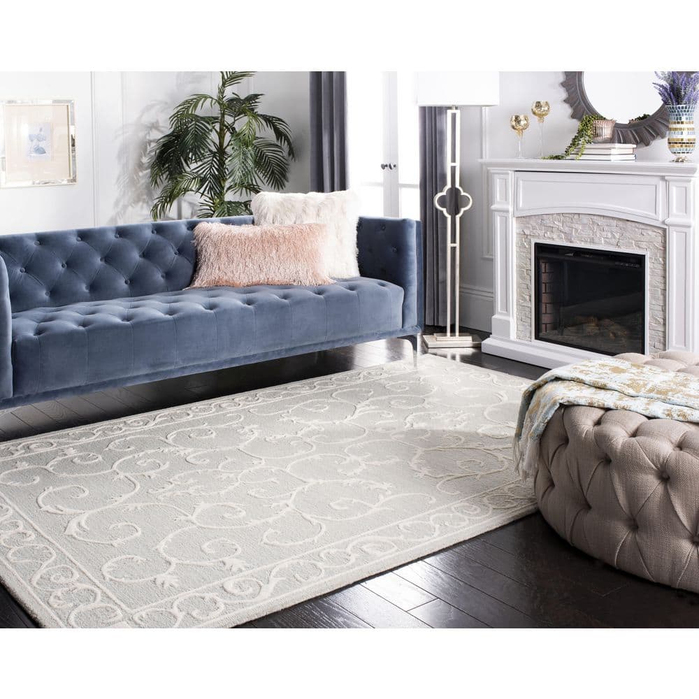 SAFAVIEH Micro-Loop Asteria Oriental Area Rug, Light Grey/Ivory, 2'6" x 4'