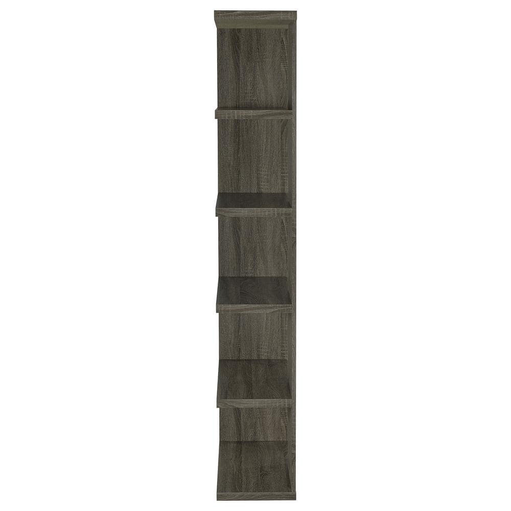 Transitional Weathered Gray 5-Tier Wood Bookcase
