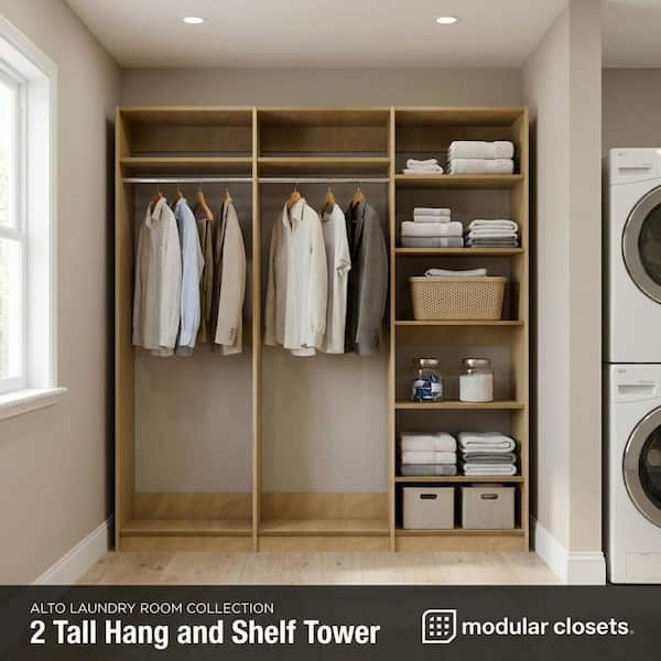 MODULAR CLOSETS Alto Laundry Room 58.5 in. W Oak 2-Tall Hang and