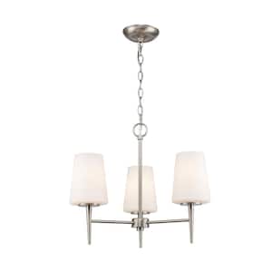 Horizon 3-Light Brushed Nickel Hanging Chandelier Light Fixture with Frosted Glass Shades