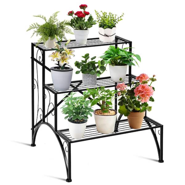ファッション姫 通販 Stand Plant Iron Rack Plant Costway Garden Style Stair Shelf スチールラック・メタルラック