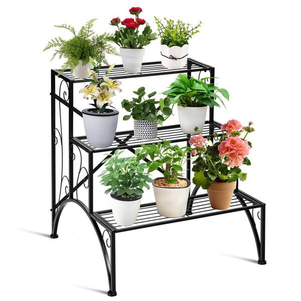 3 Tier Iron and Timber Plant Rack Stand Shelf Staircase Pot Holder