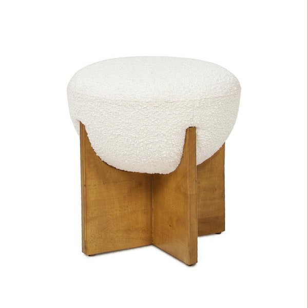 Jennifer Taylor Bridge Ivory White Polyester and Acrylic Blend Boucle  Arched Small Footstool Ottoman 84490-MBW-MY - The Home Depot