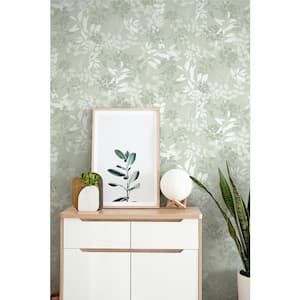Soft Leaves Green Paste the Paper Wet Removable Vinyl Paper Backed Wallpaper