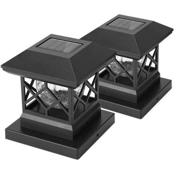 Twinsluxes 15 Lumens Black LED 3000K ft. Size: 3.5 in. x 3.5 in. 4 in. x 4 in. 5 in. x 5 in. Solar Powered Deck Post Cap Light