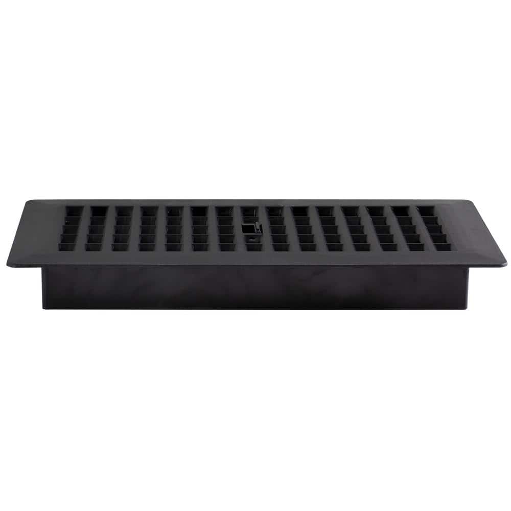 Black Rectangular Plastic Floor Register, 4x10 Inch