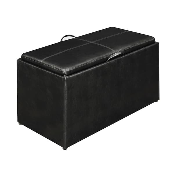 Convenience Concepts Sheridan Black Storage Bench w/2 side Ott's (120)