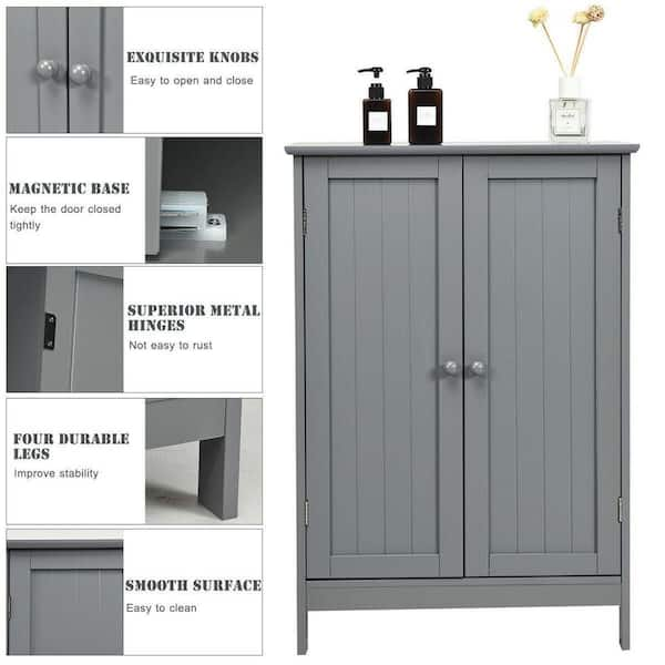 Angeles Home 14.5 in. W x 14.5 in. D x 63 in. H Gray Freestanding Narrow Storage Linen Cabinet for Bathroom